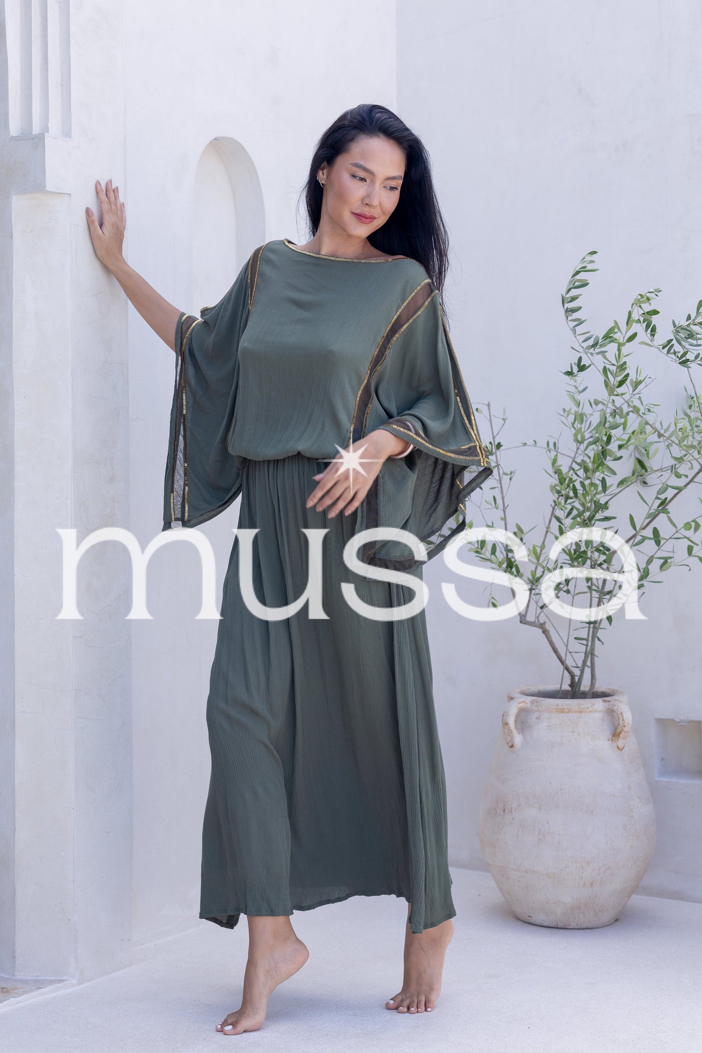 Vestido butterfly kaki