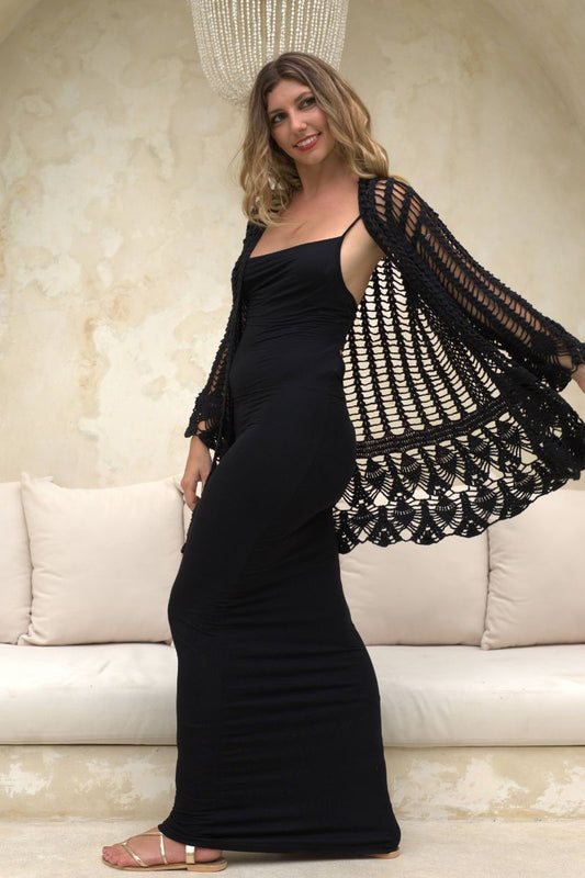 Chaqueta Crochet Negra Nido