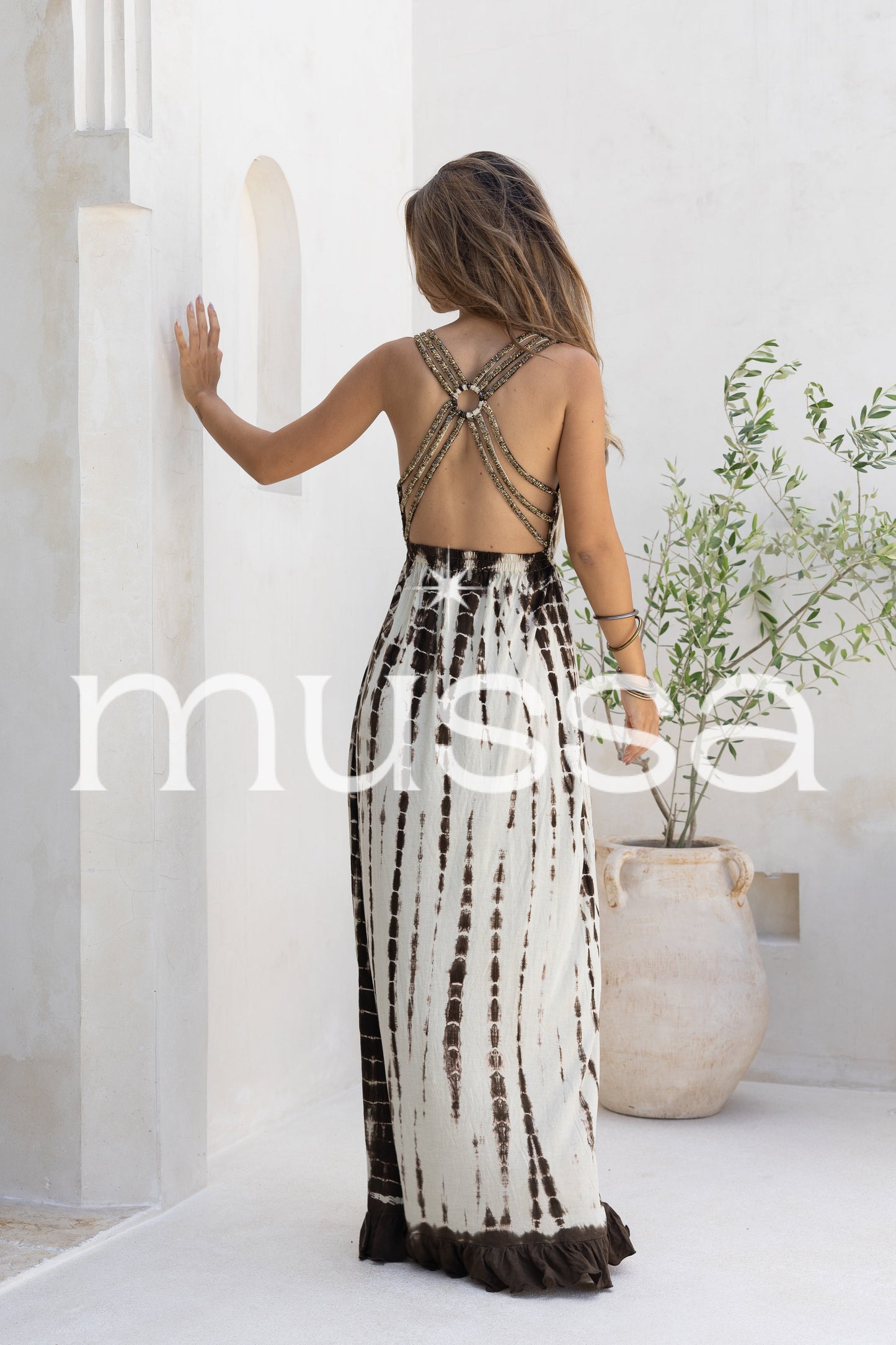 Vestido lotus largo chocolate