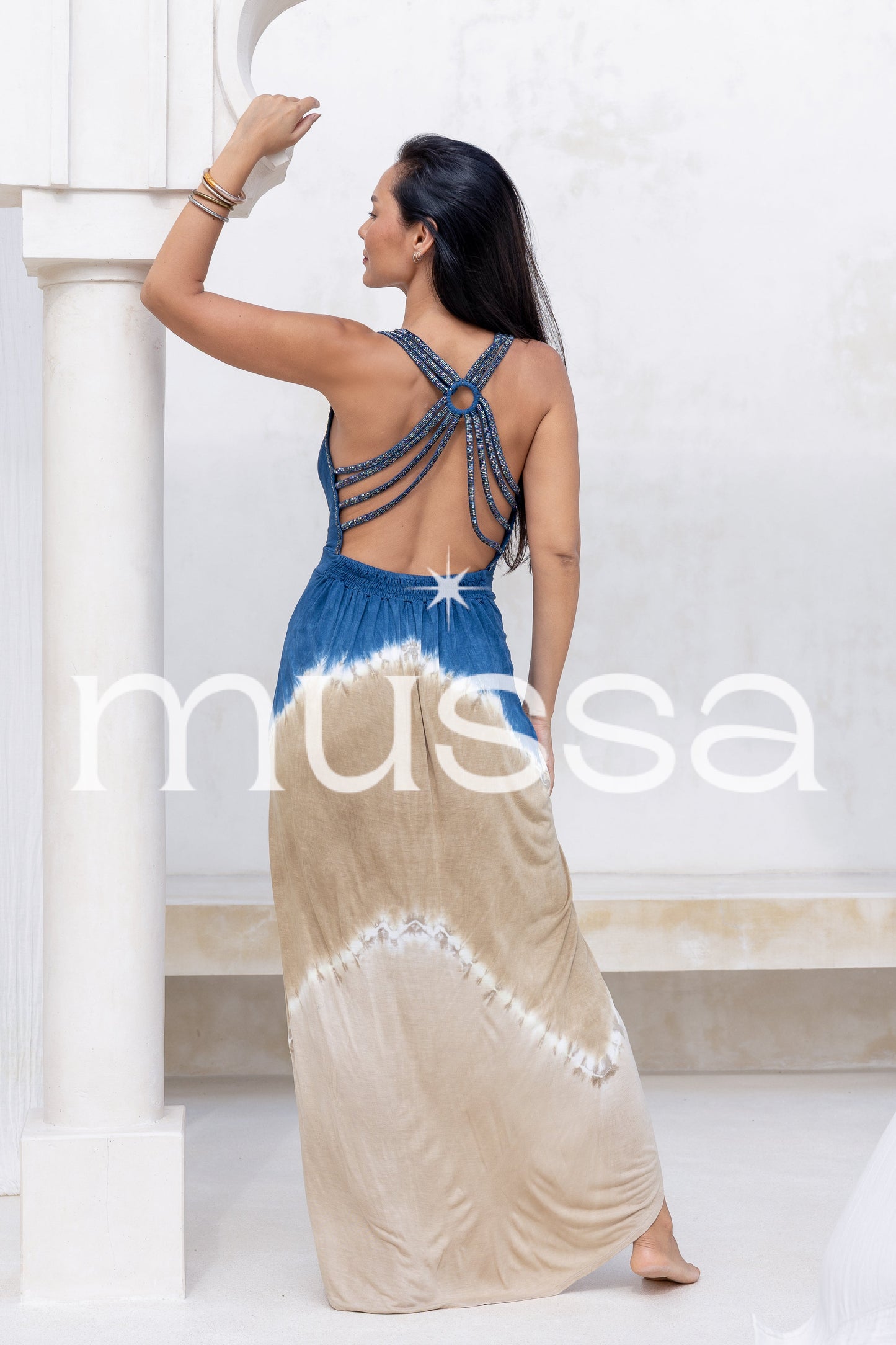 vestido aro largo TD azul