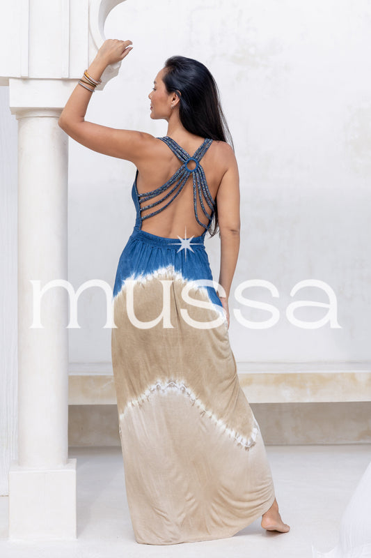 vestido aro largo TD azul