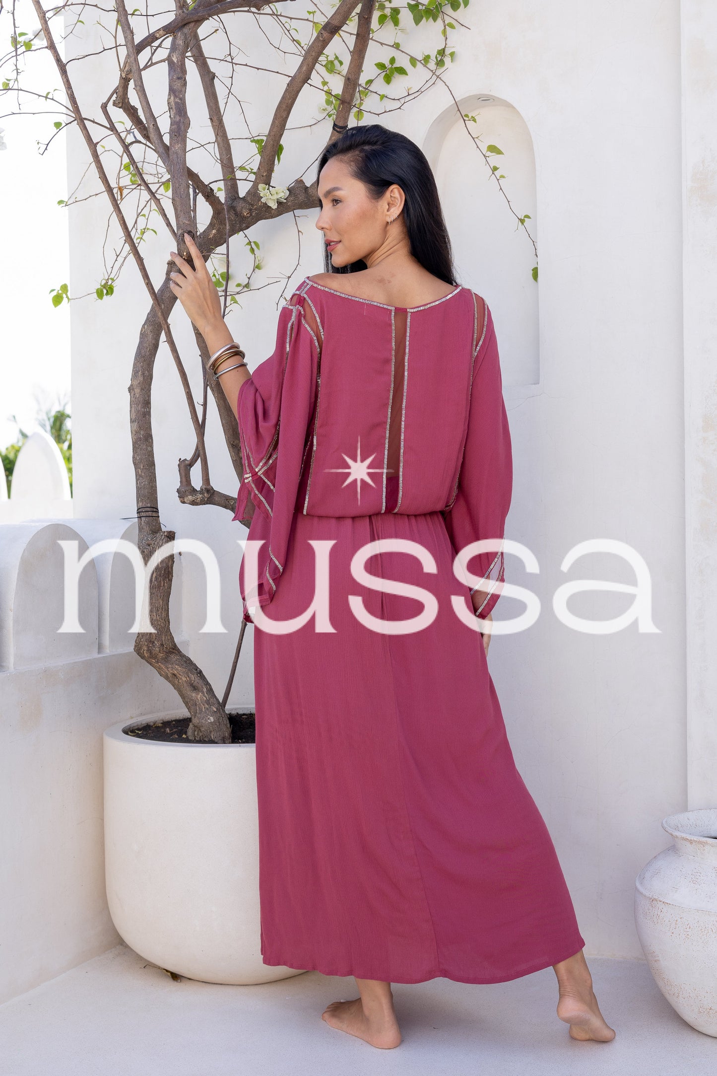 Vestido butterfly guinda