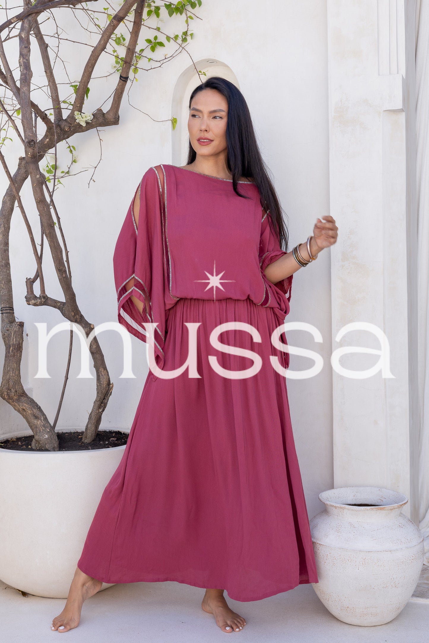 Vestido butterfly guinda