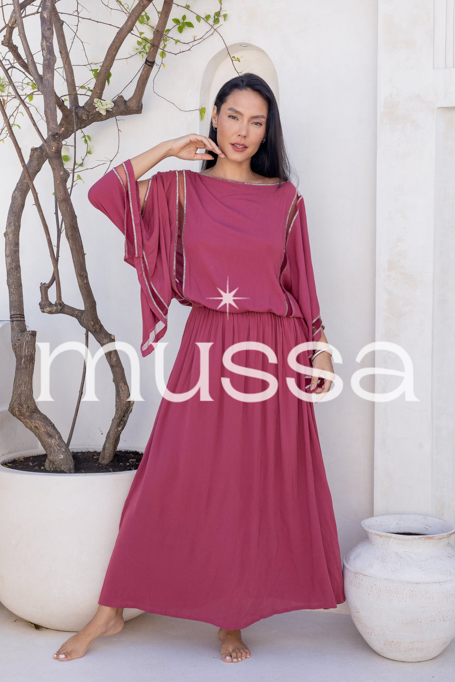 Vestido butterfly guinda