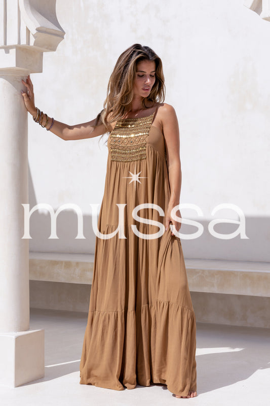 Vestido jimena oro camel