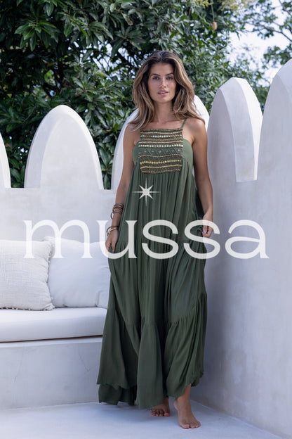 Vestido jimena oro kaki