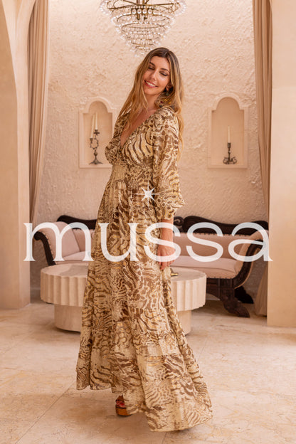 Vestido plumeti camel