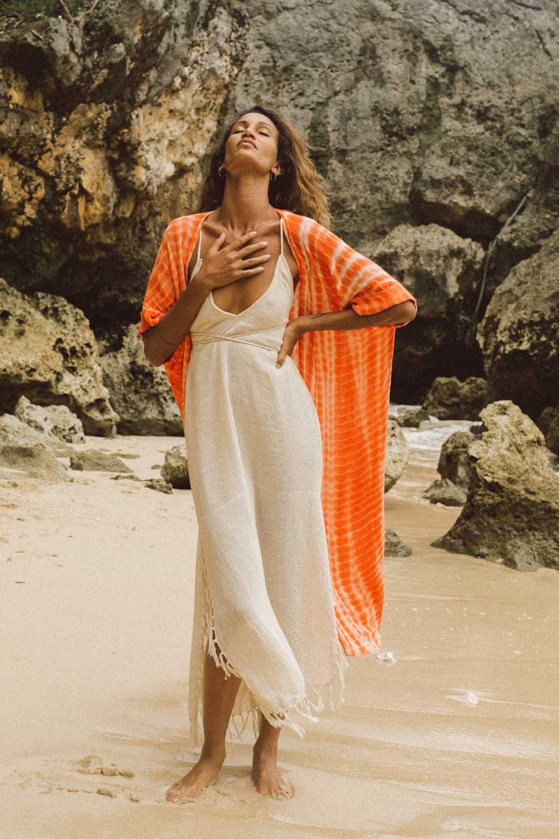 Kimono Antwerp Largo Naranja