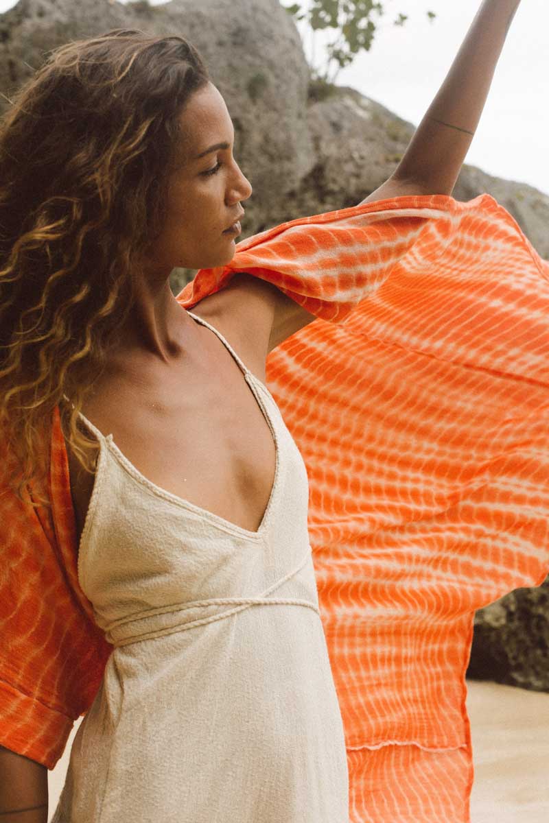 Kimono Antwerp Largo Naranja